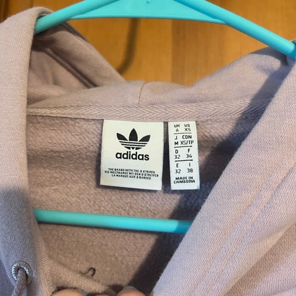 Adidas cropped sweatshirt hoodie lilac light purple size XS - Picture 3 of 4